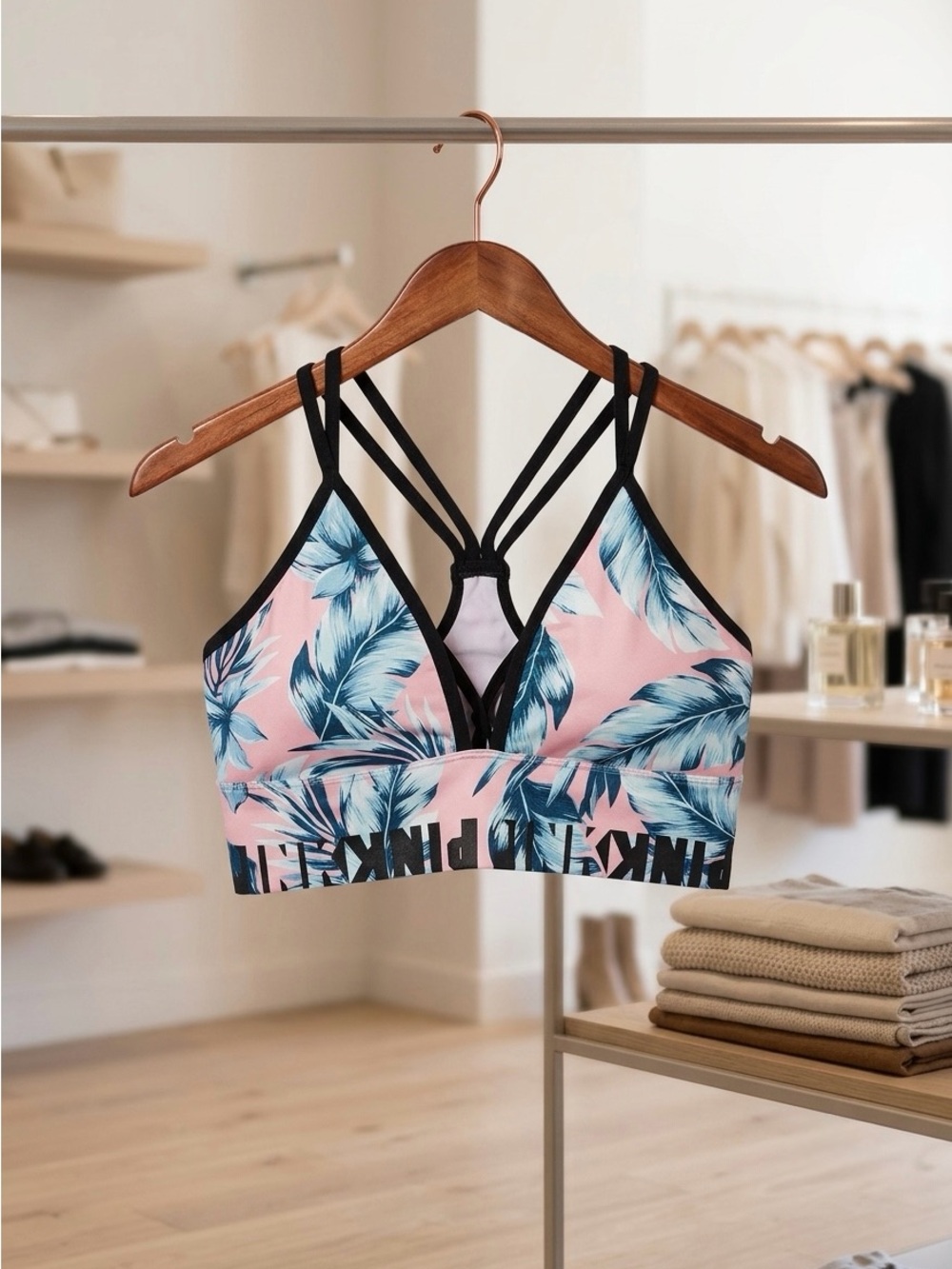 Victoria’s Secret PINK Strappy Bralette Size Medium Tropical Print